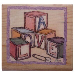Inkadinkado Flavia Rubber Stamp With Love Blocks Baby Theme Design